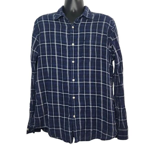 Gap Men's Size Large Blue White Plaid Long Sleeve Button Down Shirt - Picture 1 of 5